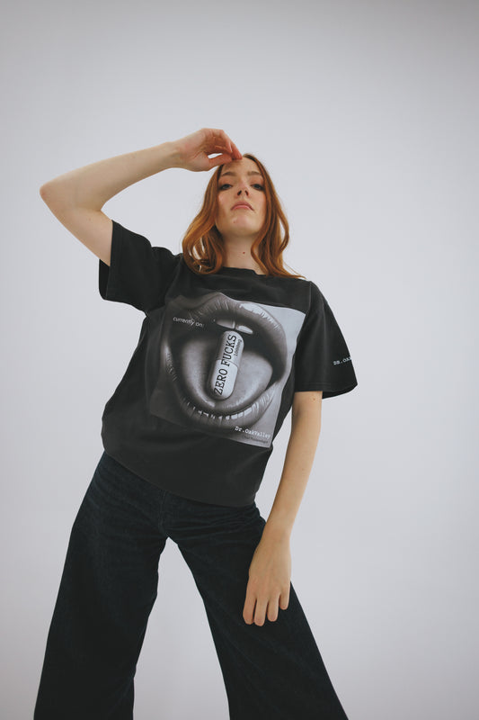 Zero Fucks- Oversized faded t-shirt