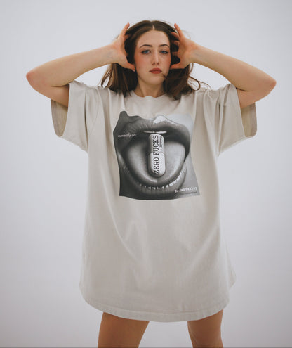 Zero Fucks- Oversized faded t-shirt