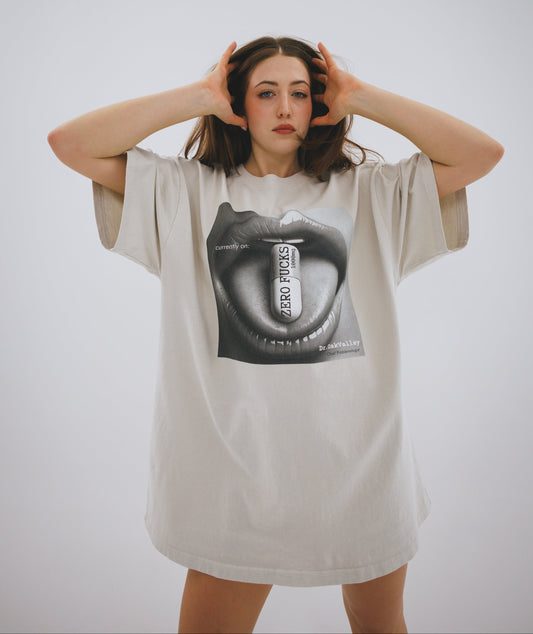 Zero Fucks- Oversized faded t-shirt